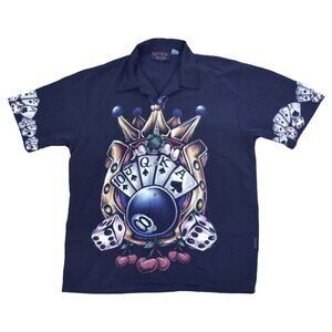 Nikki Sixx NSIXY Dragonfly Shirt Royal Flush 8 Ball Dice Size Large